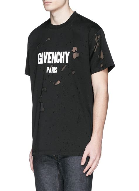 t shirt givenchy homme troué|givenchy distressed logo.